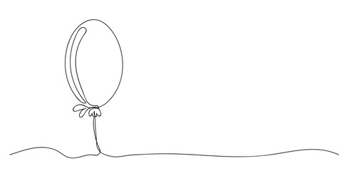 Continuous one line drawing of balloon. Holiday symbol in linear style. Vector illustration
