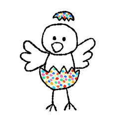 手書きのカラフルなひよこ　落書き風　クリップアート　png