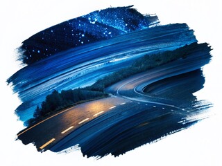 Realistic Blue Paint Brush Strokes on Dark Background - Irish Road Trip Texture
