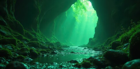 Dark green depths, shimmering light, wistful gaze , growth, light