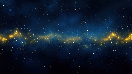 Obraz premium Golden Dust Sparkles Across the Night Sky, Celestial Galaxy Shimmers Brightly