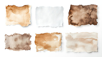 Fototapeta premium Artistic collection of textured watercolor paper in various colors and styles.