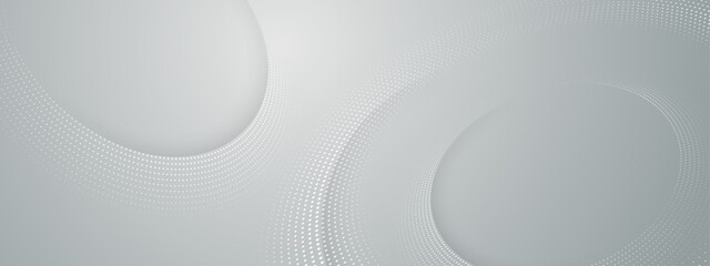 grey abstract geometric design featuring two circles with white dots on a gray background. Ideal for tech, modern, minimalist concepts.