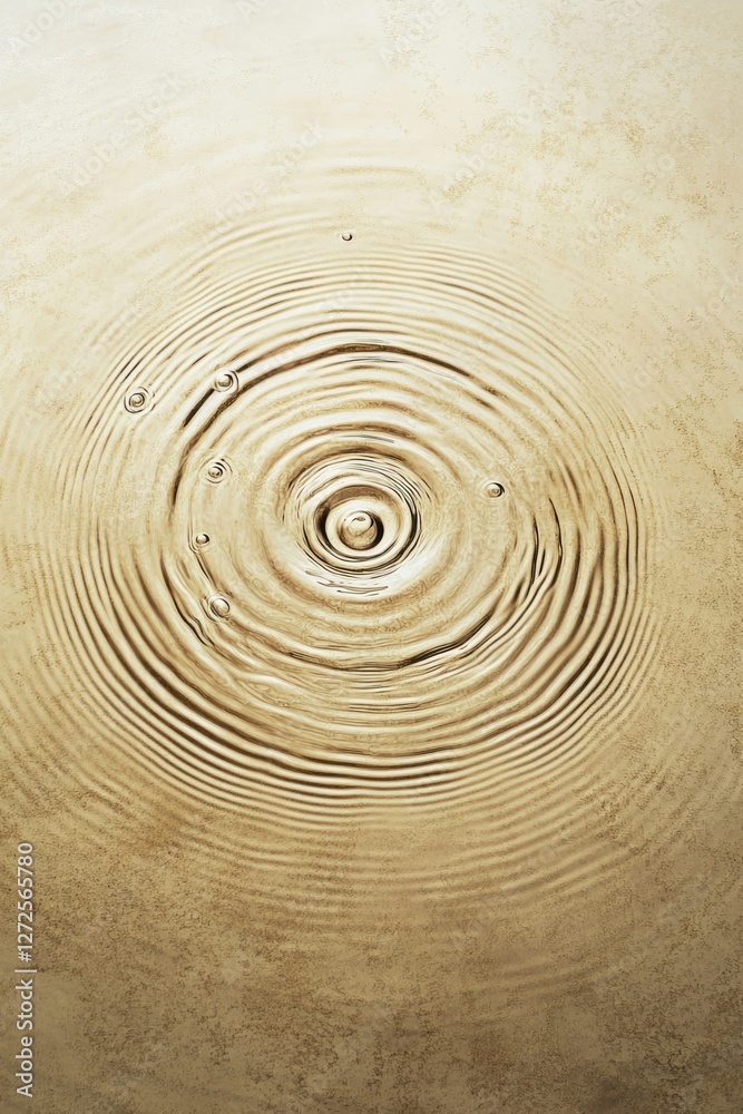 Leinwandbilder gentle ripples expand outward, creating mesmerizing patterns against a soothing beige backdrop. a mo