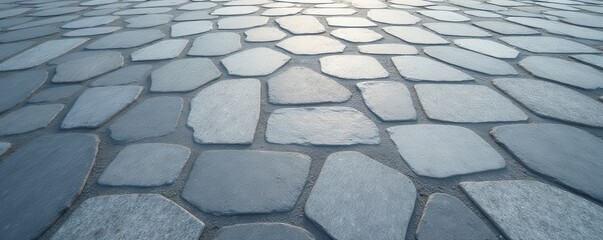 Large format gray stone paving, irregular shape pattern, stonework, rough