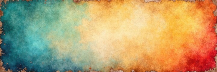 Obraz premium Rough, crumpled, aged paper background with distressed edges and faded ink stains , worn, grunge background