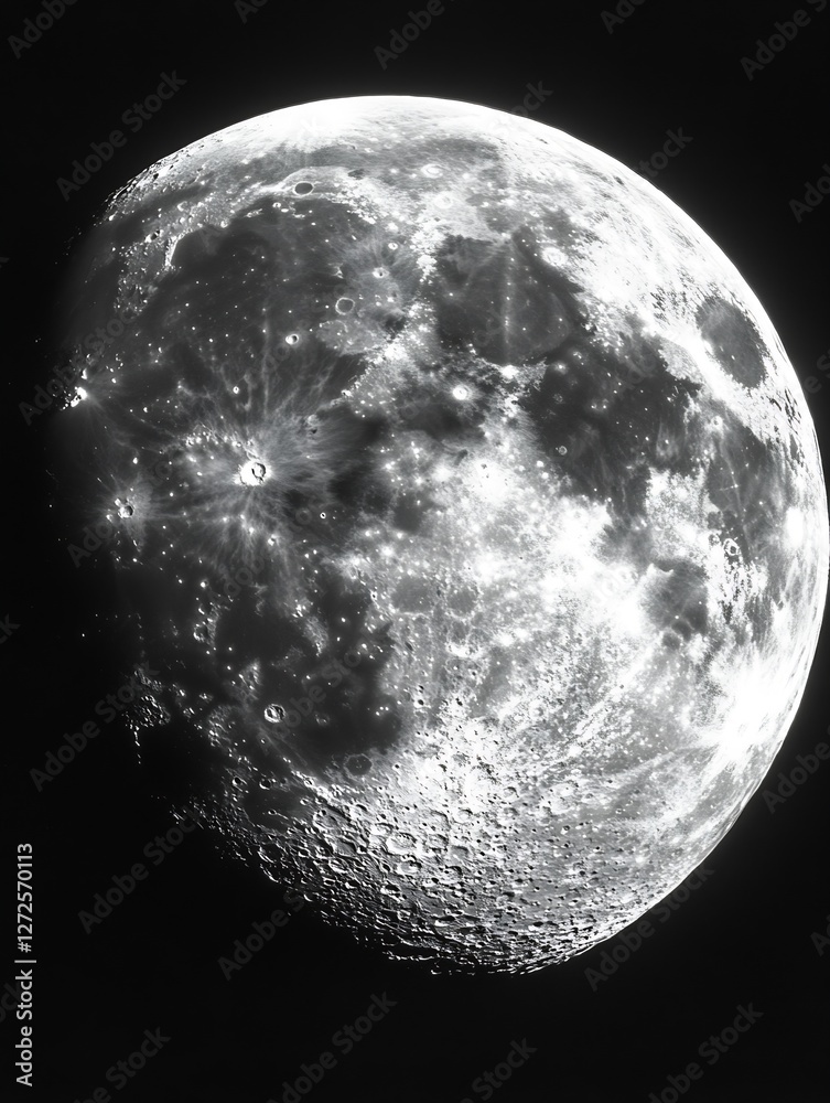 Canvas Prints stunning high resolution black and white photo of the moon surface craters and texture : generative 