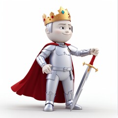 Fototapeta premium 3d human with king crown and sword