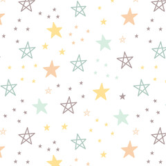 Cartoon stars seamless pattern. Vector illustration for baby shower. 
