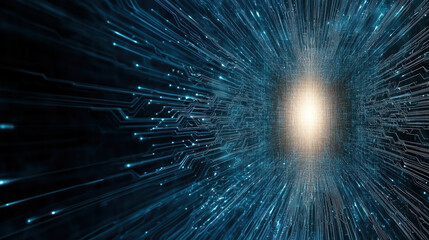 Futuristic abstract design with glowing lines and light burst