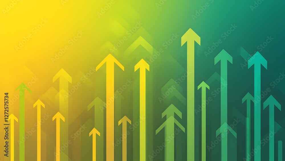 Poster Abstract graphic design of rising arrows on a gradient background