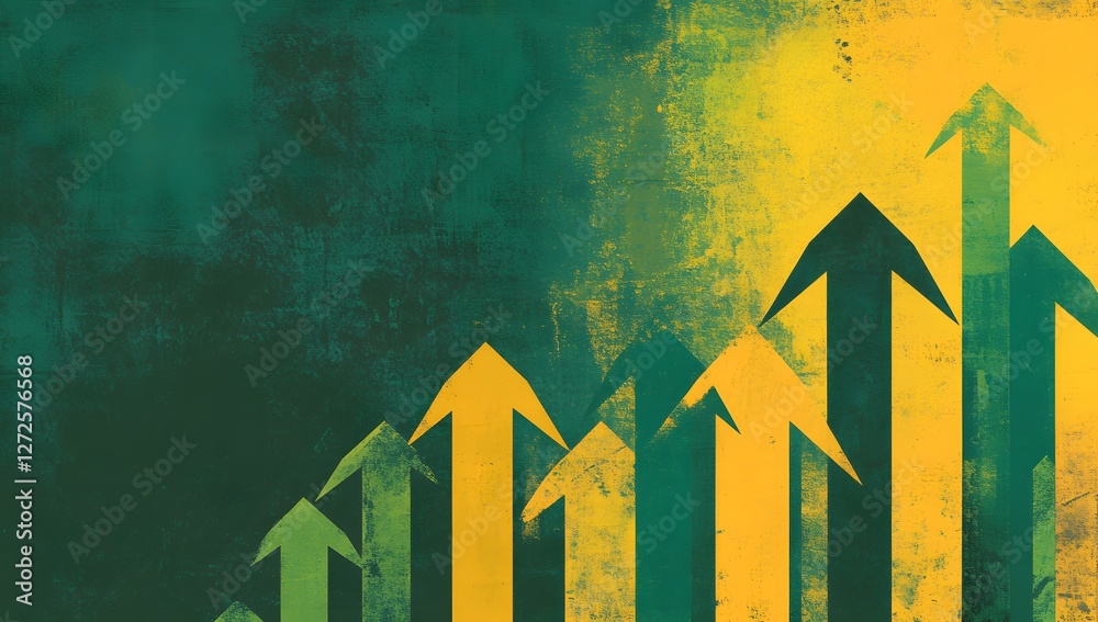 Poster abstract graphic of rising arrows on textured background