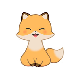 座って微笑む狐