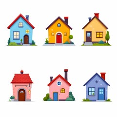 "Charming Cartoon Houses Set for Kids"