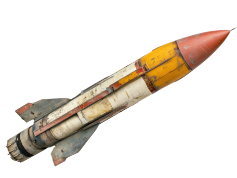 Missile with a warhead isolated on white background.