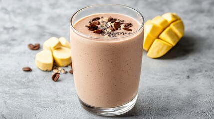 Mango coffee smoothie recipe, healthy breakfast drink