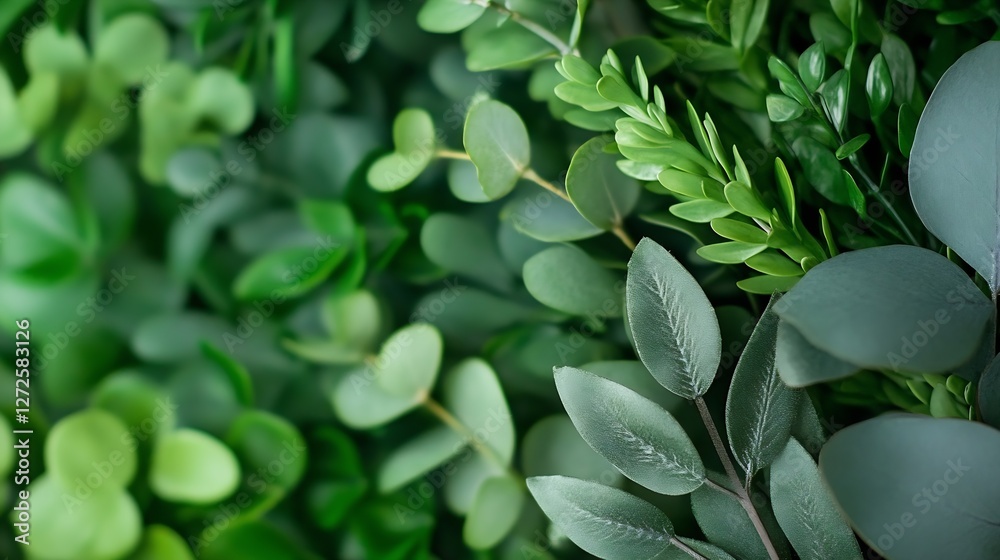Poster vibrant collection of green leaves and foliage creating a lush natural background : generative ai