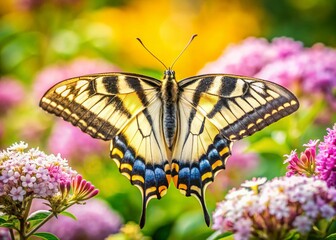 Fototapeta premium Scarce Swallowtail Butterfly in European Garden - High-Resolution Stock Photo