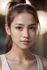 Fototapeta premium A woman with brown hair and brown eyes