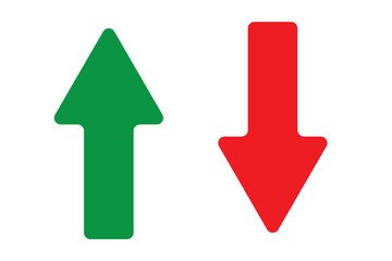 Green Up and Red Down Arrow Icons with Rounded Edges. Vector Image.
