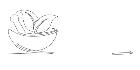 continuous line of herbal medicine.one line drawing of traditional herbal medicine sign.single line vector illustration of consuming medicine.one line concept health
