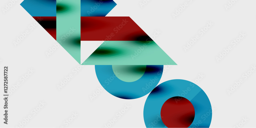 Aufkleber Modern abstract background featuring circles, lines, and triangles in a dynamic geometric composition. Perfect for stylish, tech, or creative-themed designs
