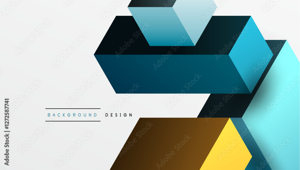 Aufkleber Sleek abstract design featuring isometric 3D blocks in a clean, modern composition. Perfect for tech-inspired themes, with vibrant colors and geometric precision