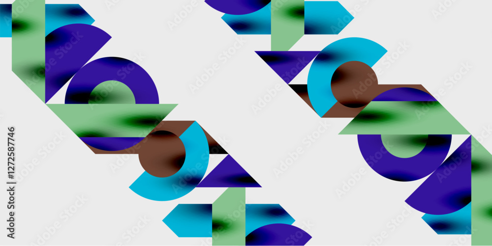 Poster Modern abstract background featuring circles, lines, and triangles in a dynamic geometric composition. Perfect for stylish, tech, or creative-themed designs