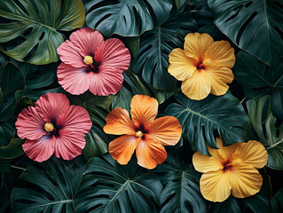 Tropical Hibiscus Flower Illustration