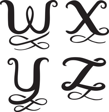 Stylized Monogram Set Letters W, X, Y, Z