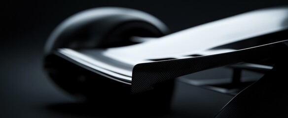 Sleek and Modern Carbon Fiber Racing Car Wing Design with Soft Lighting and Dark Background