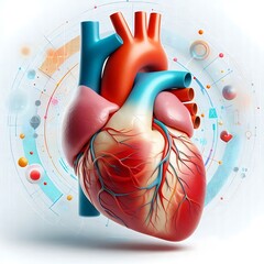 Creative Illustration of an Anatomical Heart with Floral Motifs