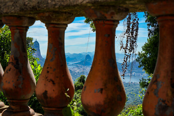 Rio de Janeiro, RJ, Brazil, 02/12/2025 - Sugar Loaf and Corcovado Mountains viewed from Mesa do Imperador, Emperor's Table, inside Tijuca Forest National Park