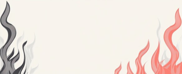 Abstract Flame Design with Soft Curves in Shades of Red, Black, and Gray on Light Background