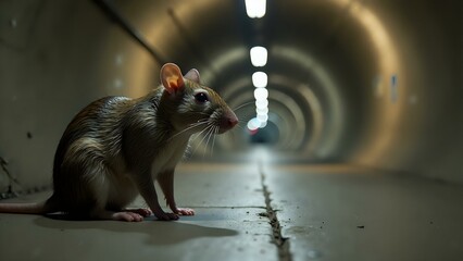 A bespectacled rat in a suit stands at a city map, pointing to tunnels.