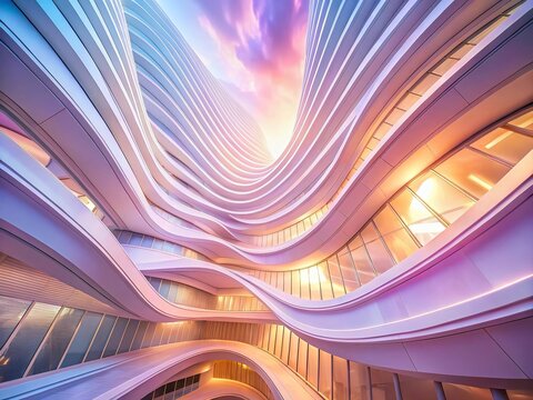 Serene Pastel Curves: Abstract Architectural Photography of Gentle Breeze