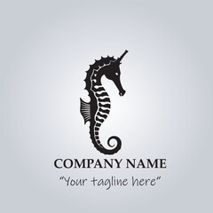 Sea horse logo company black and white vector illustration
