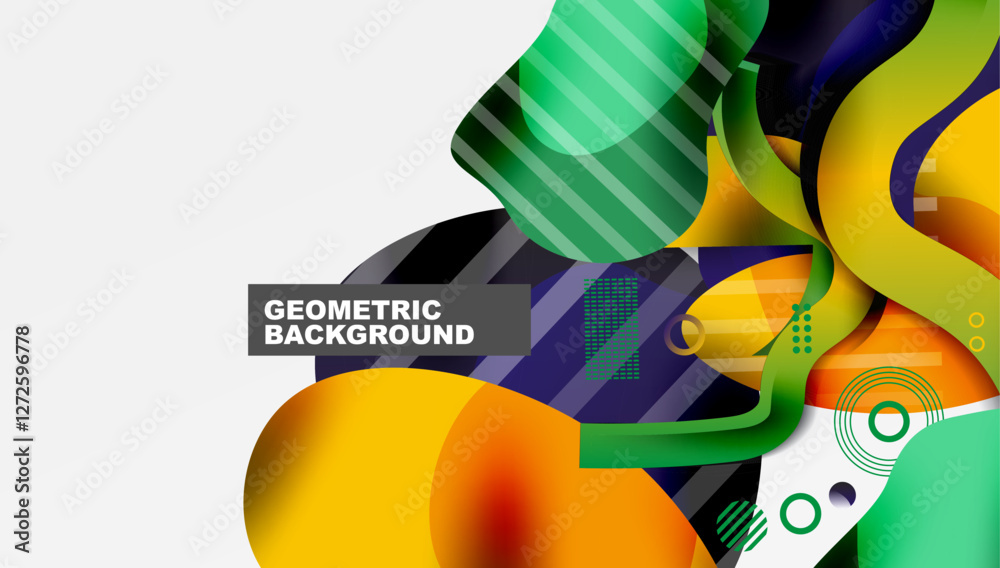 Poster vibrant abstract background overlapping shapes