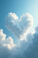 Soft blue-gray clouds gather in a delicate heart shape, sky, fluffy, gentle