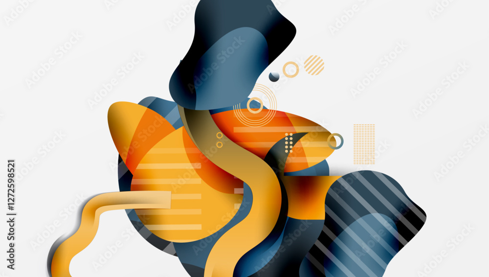 Aufkleber abstract background - lines circles and liquid shapes