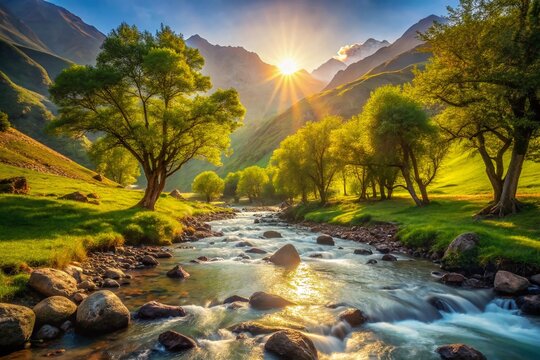 Serene Stream, Hasari Sakran Mountain: Breathtaking Landscape Photography