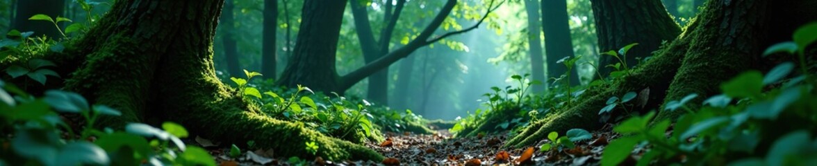 Dark forest undergrowth conceals skeletal remains entwined with ancient ivy, entwined, ivy