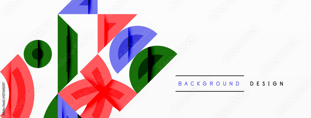 Aufkleber Abstract geometric background with shapes, featuring circular and rounded elements. Bold contrast, smooth gradients, dynamic composition, futuristic style
