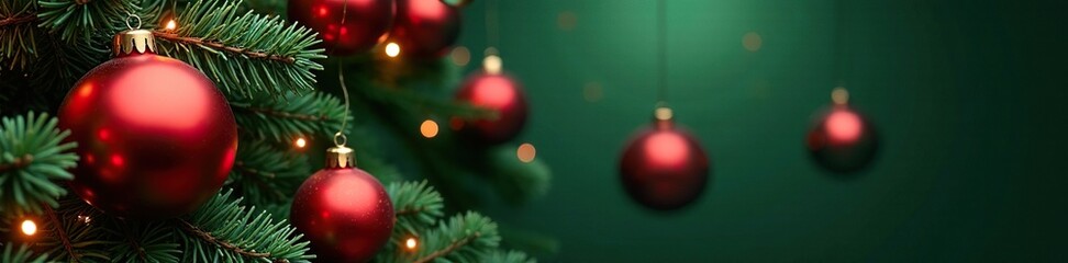 Red and green ornaments hang from a sturdy black metal framework forming a wreath shape, green, shape, red