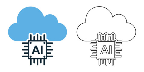 cloud AI icon vector with a futuristic and tech inspired design. Perfect for artificial intelligence, cloud computing, big data, automation, and smart technology