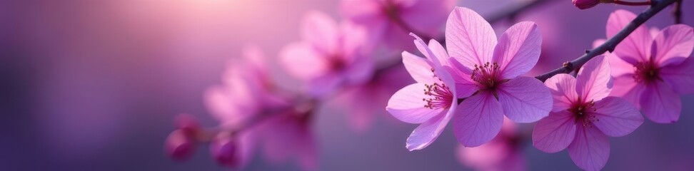 Vibrant purple blossoms, soft focus background, blossom, petals