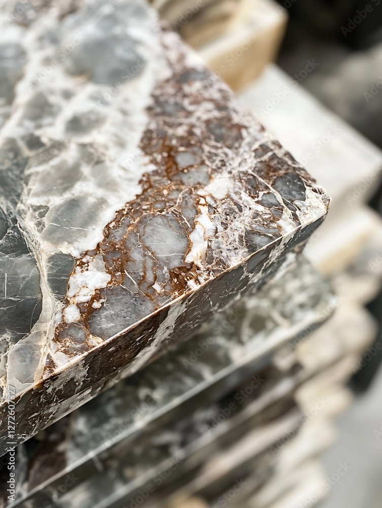 Poster close up of beautifully patterned natural stone surface : generative ai