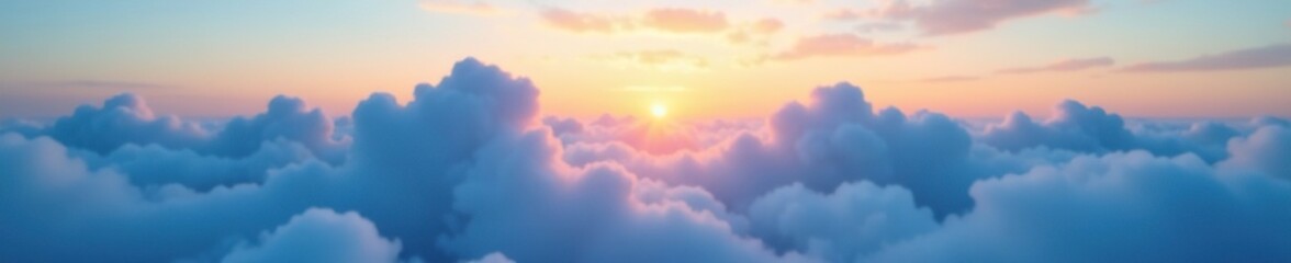 Soft blue clouds suspended in the sky at sunset, natural, fog, atmosphere