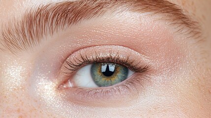 Obraz premium Close-up woman's eye makeup, beautiful eye, soft focus, natural look