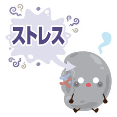 ストレスを受けて元気がなくなる脾臓のキャラクターイラスト